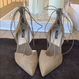ZARA OLIVE GREEN TIE UP HEELS